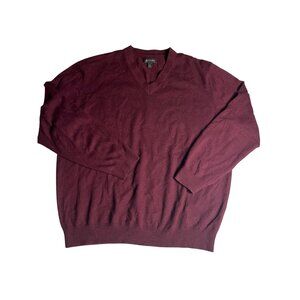John W. Nordstrom Mens V-Neck Burgundy 100% Cashmere Sweater XL ribbed  preppy